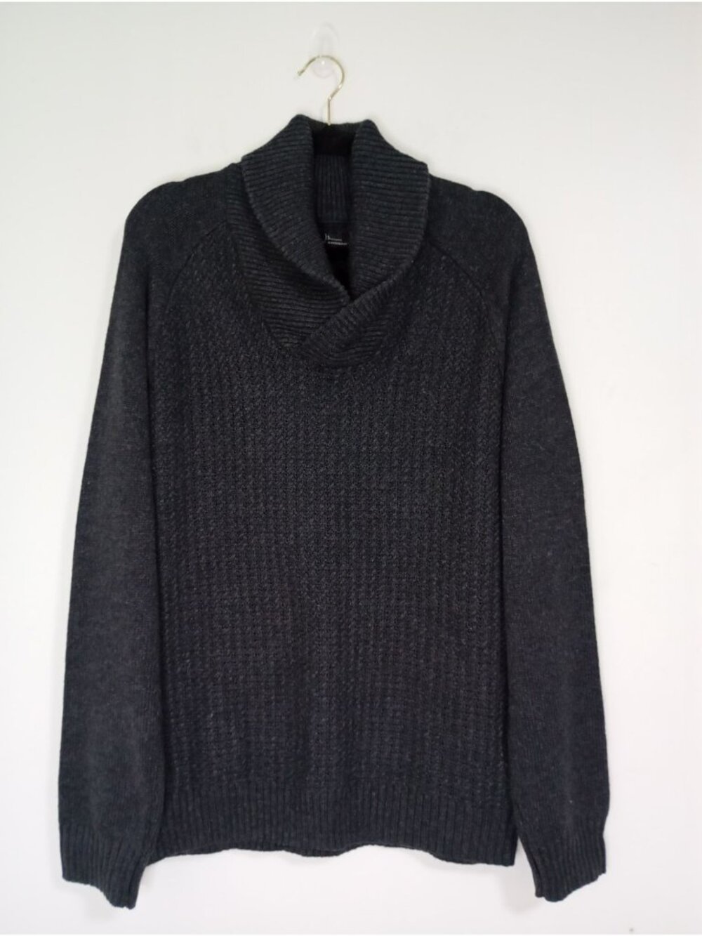 Marc Anthony Mens Charcoal Shawl Collar Sweater Large Cotton Blend